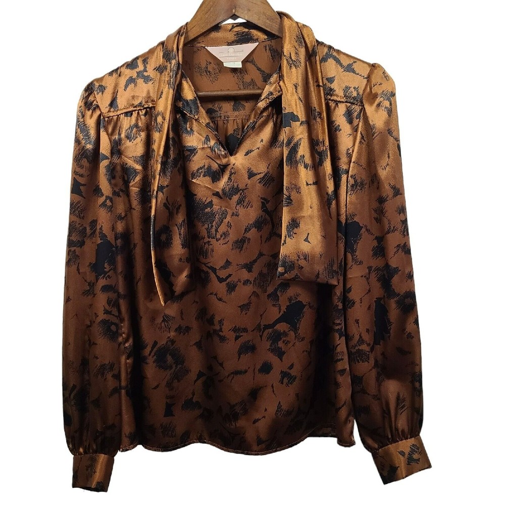 Vintage Classic Directions Tie Neck Blouse Womens 10